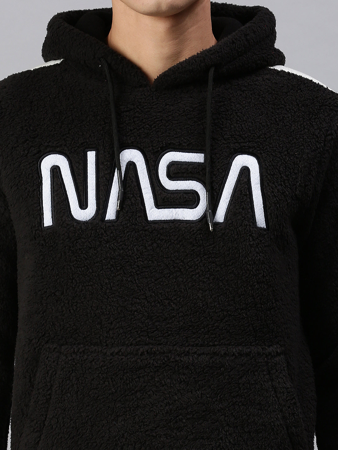 Men Hooded Solid Black Sweatshirt