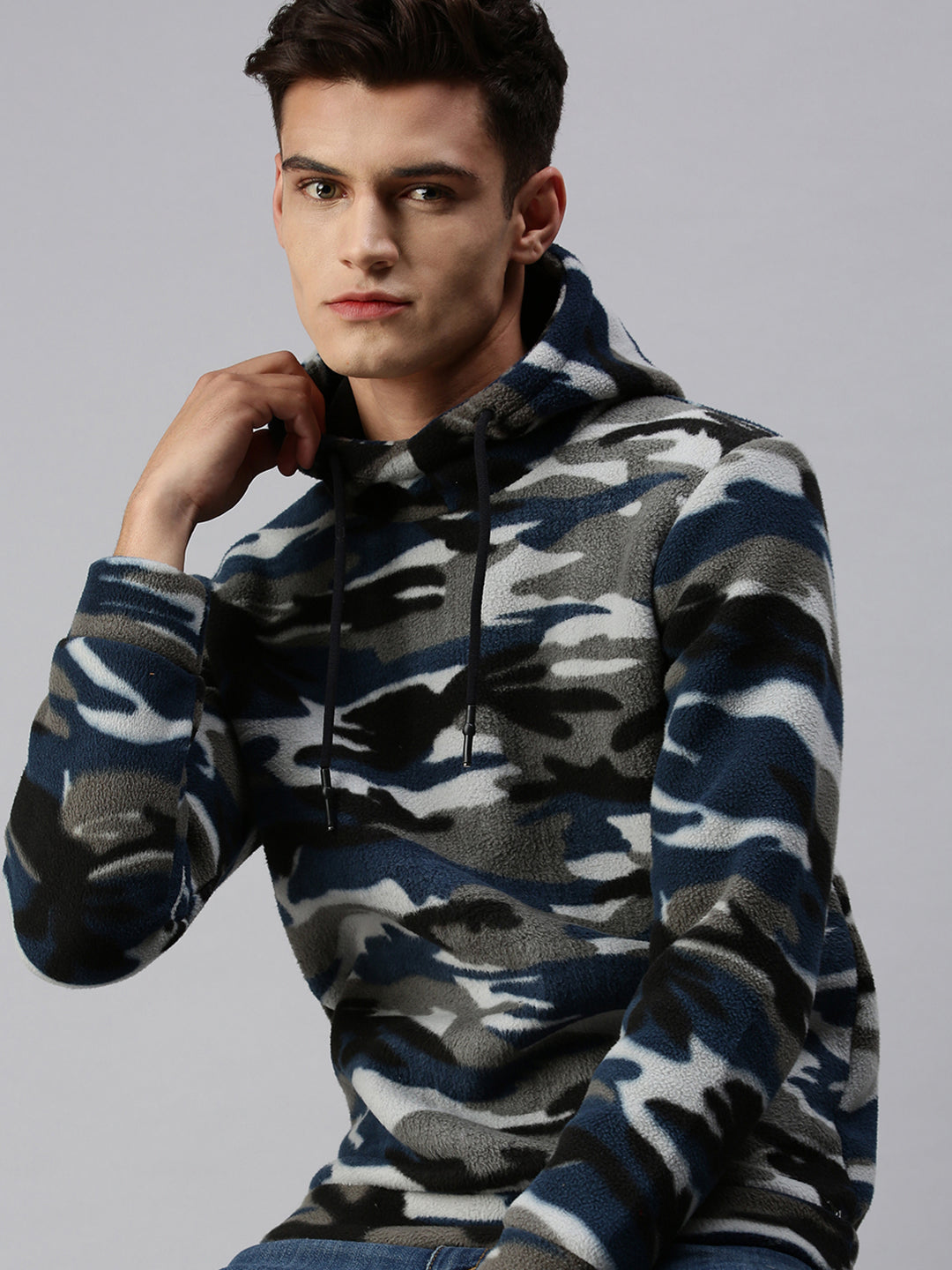 Men Hooded Camouflage Multi Sweatshirt