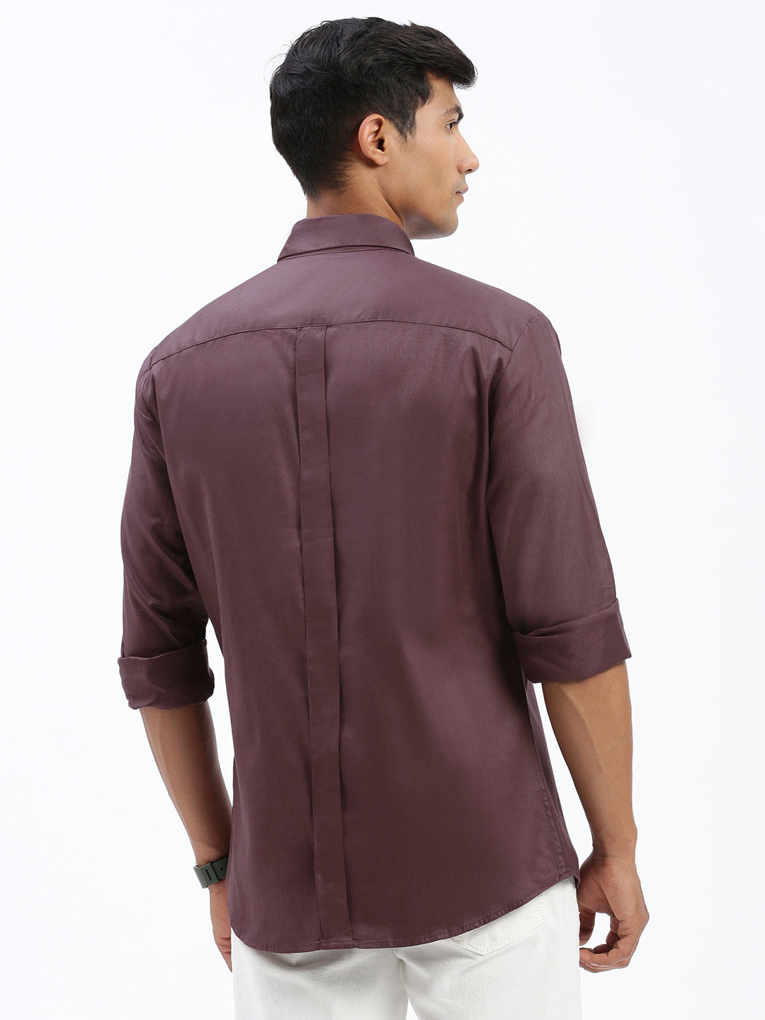 Men Solid Brown Slim Fit Shirt