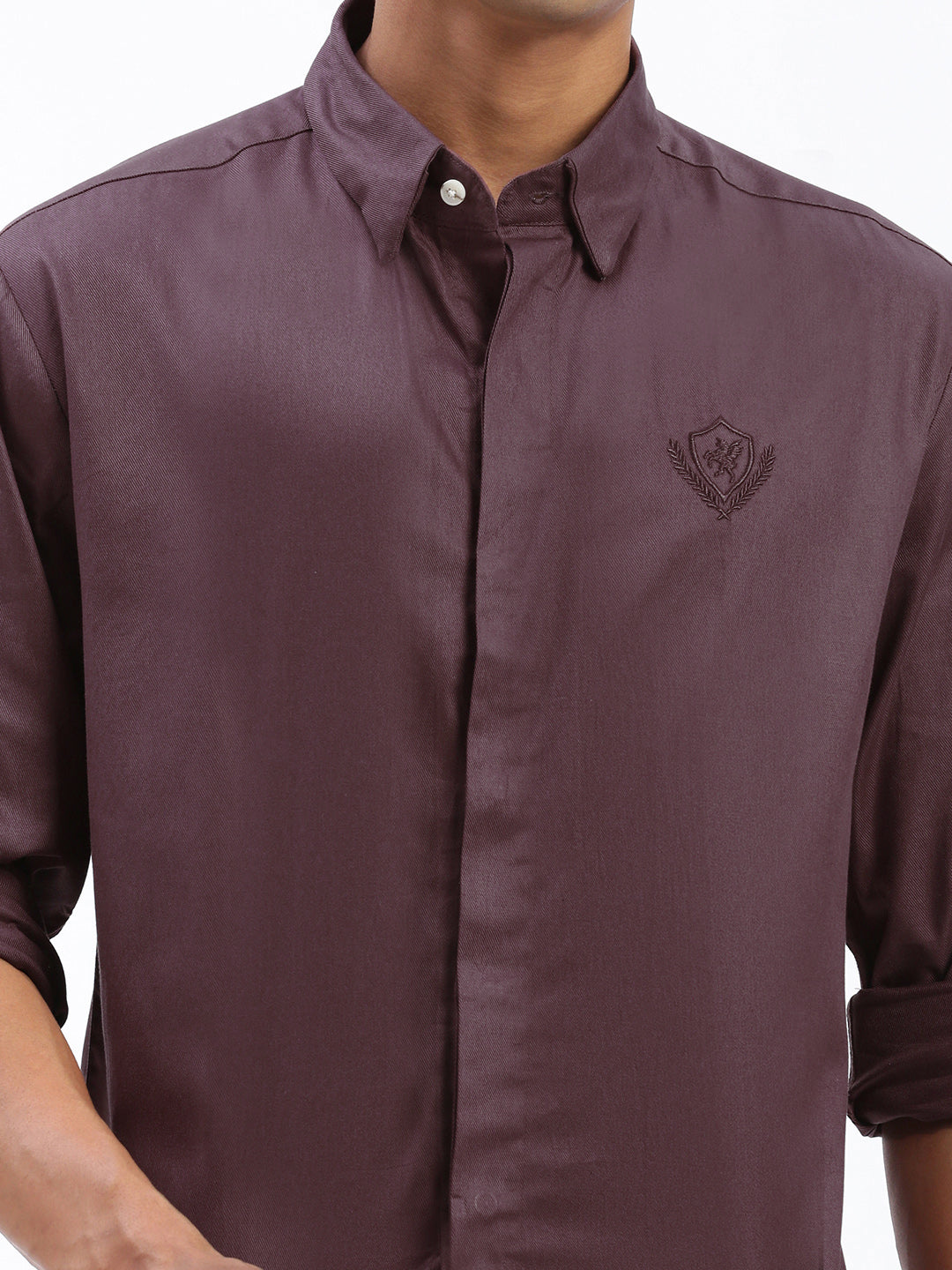 Men Solid Brown Slim Fit Shirt