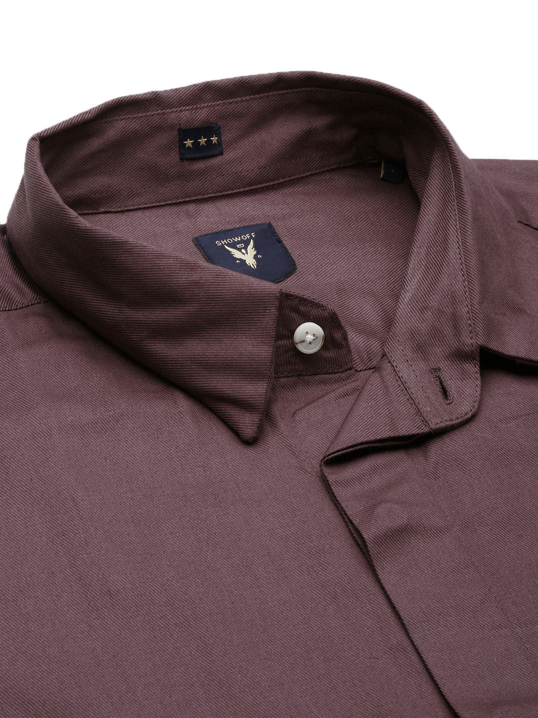 Men Solid Brown Slim Fit Shirt