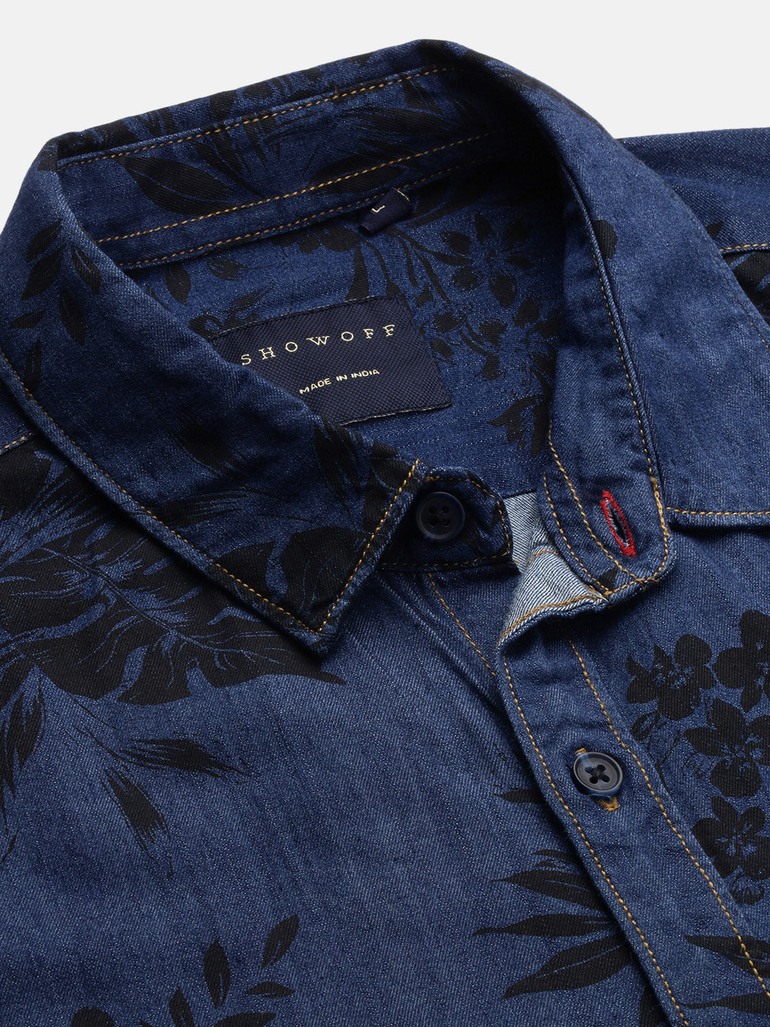 Men Floral Navy Blue Slim Fit Shirt