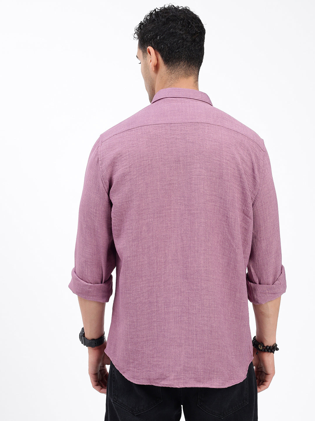 Men Solid Purple Slim Fit Shirt