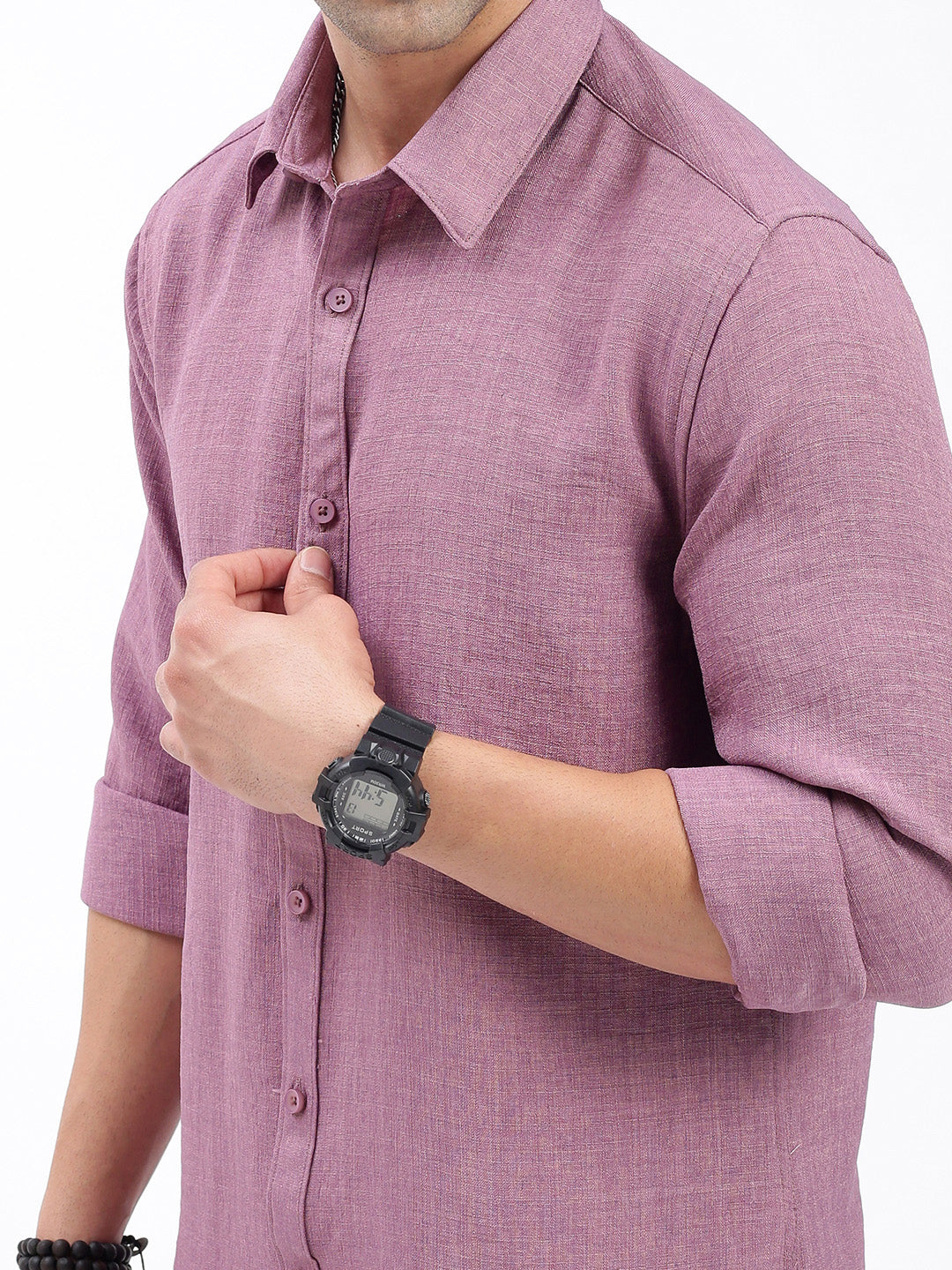 Men Solid Purple Slim Fit Shirt