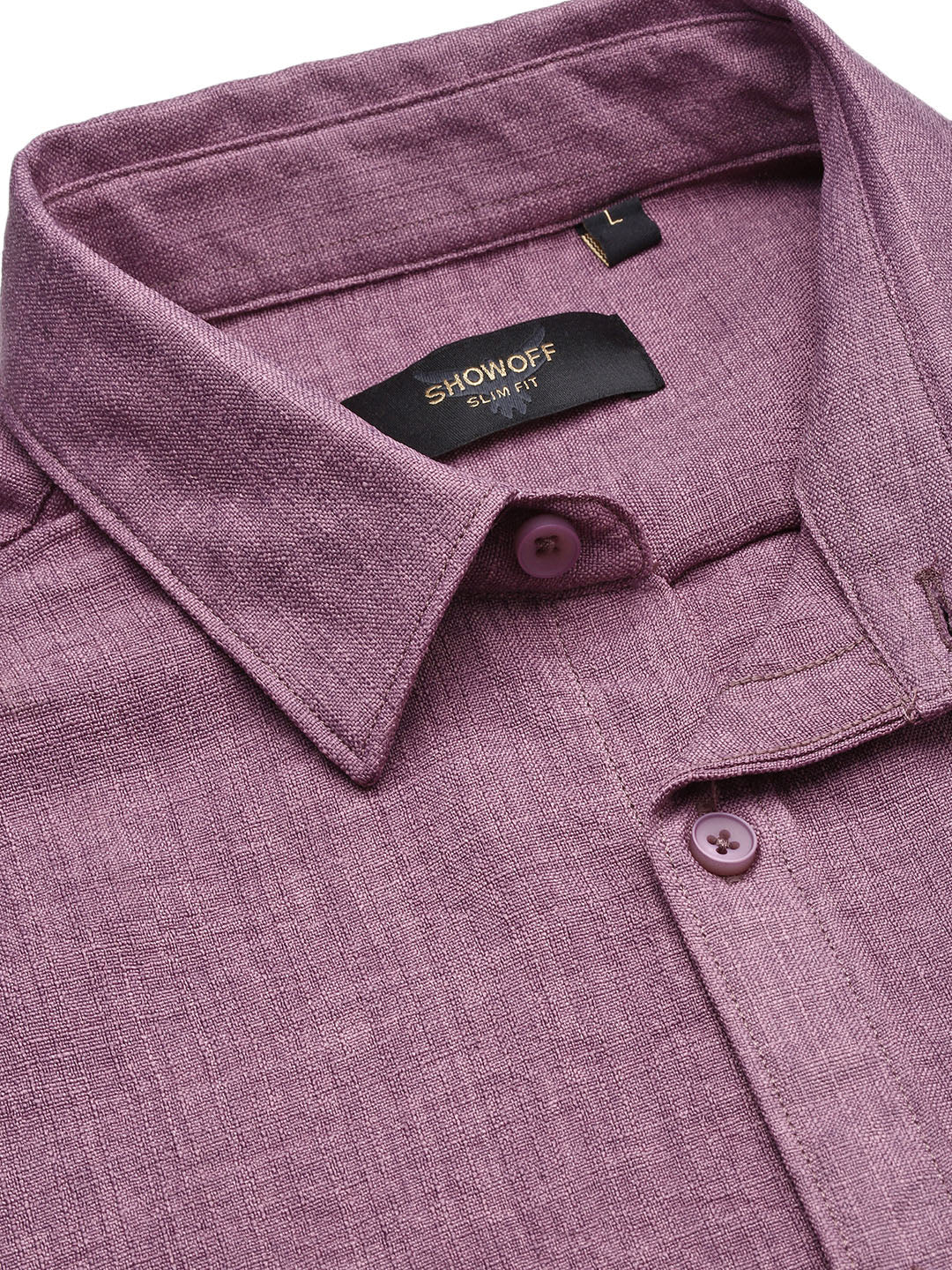 Men Solid Purple Slim Fit Shirt