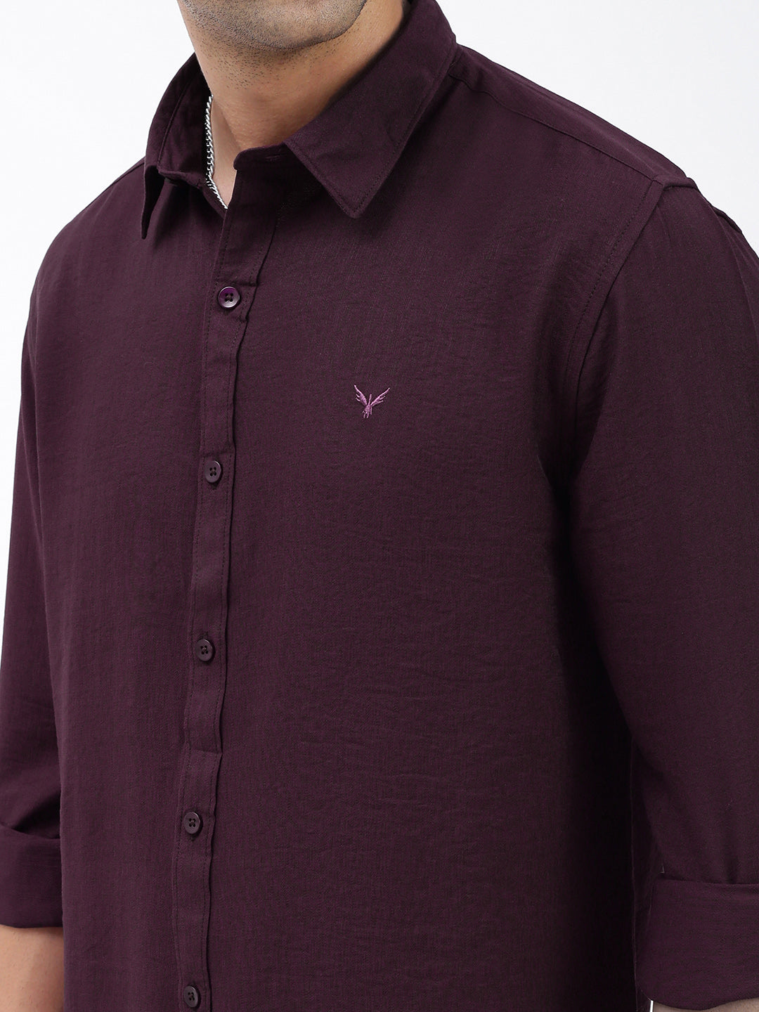 Men Solid Purple Slim Fit Shirt