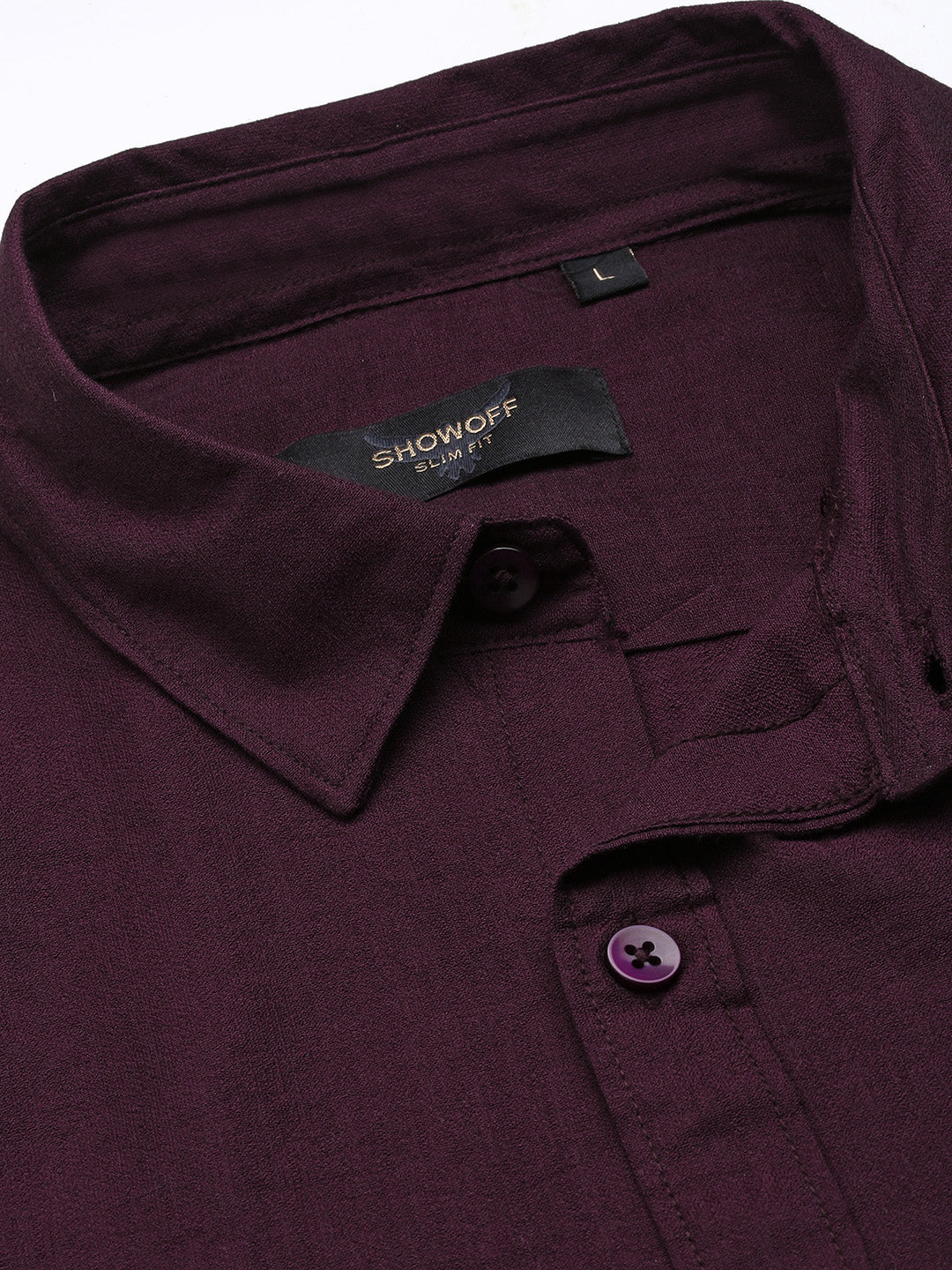 Men Solid Purple Slim Fit Shirt