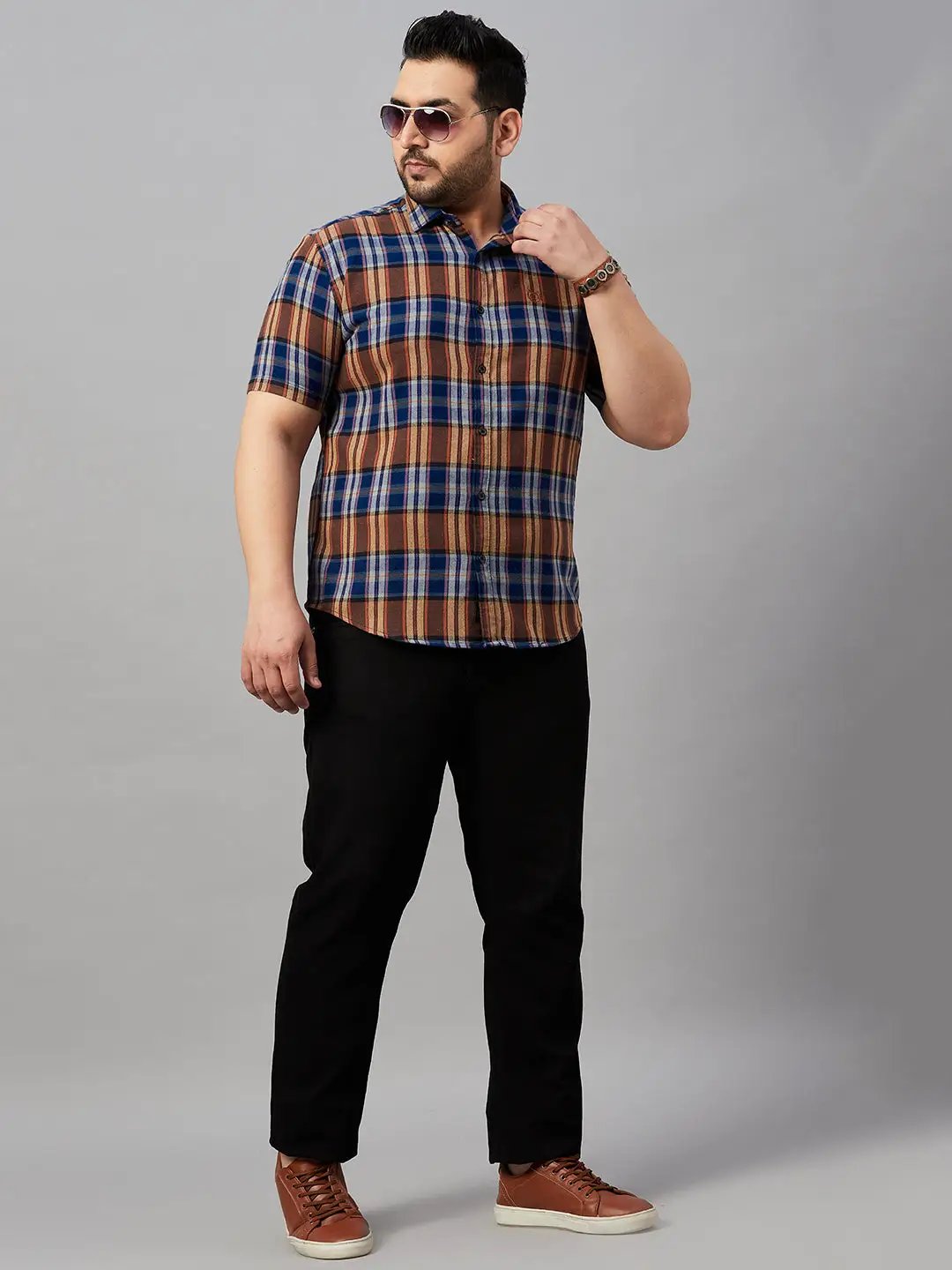 Men's Checked Blue Shirt