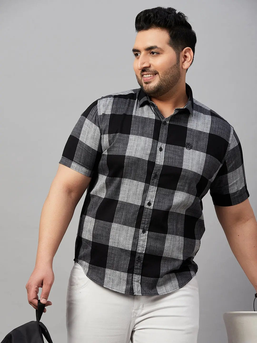 Men's Checked Black Shirt