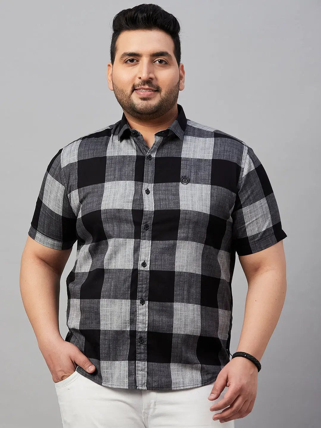 Men's Checked Black Shirt
