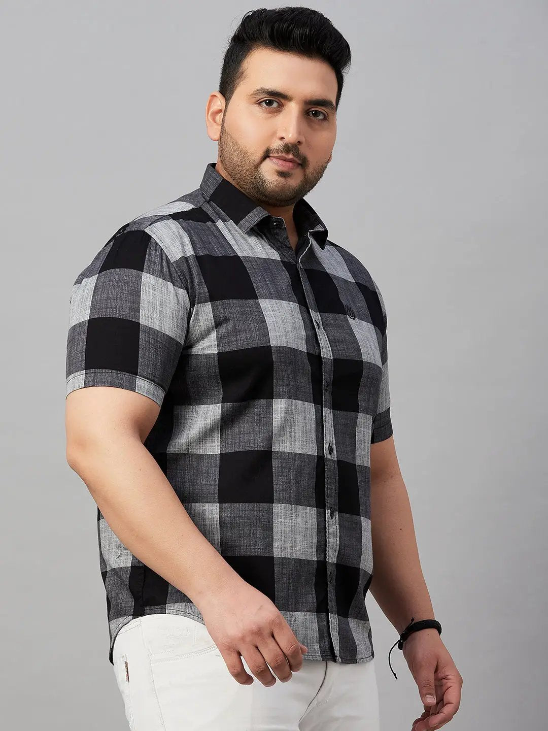 Men's Checked Black Shirt