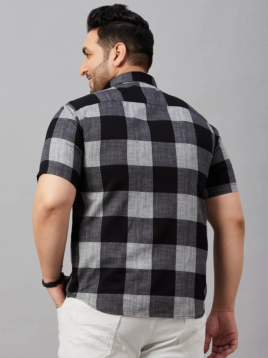 Men's Checked Black Shirt