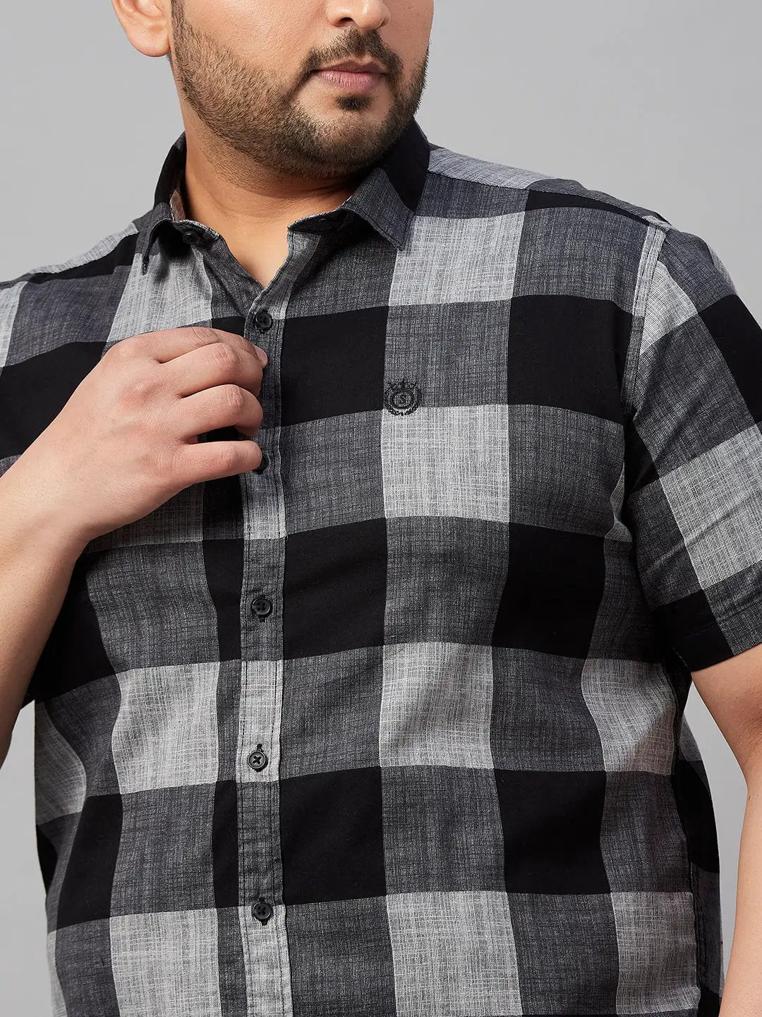 Men's Checked Black Shirt