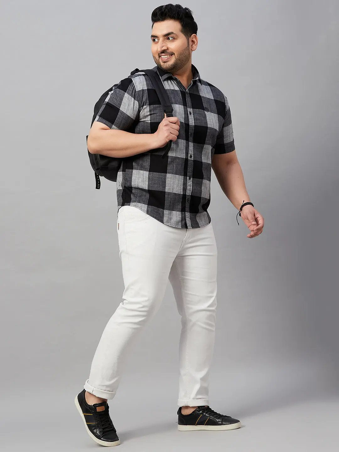 Men's Checked Black Shirt