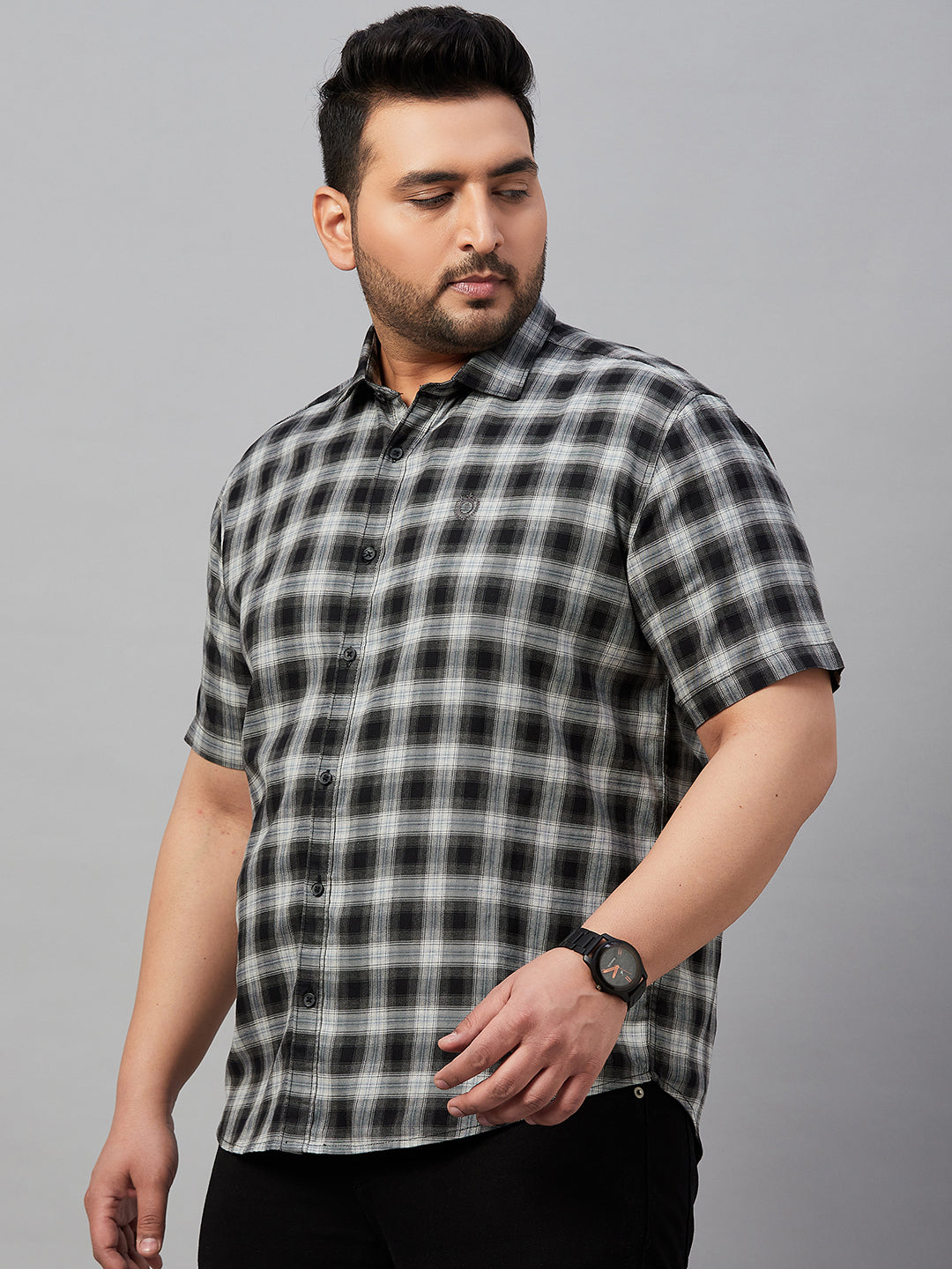 Men Checked Black Shirt