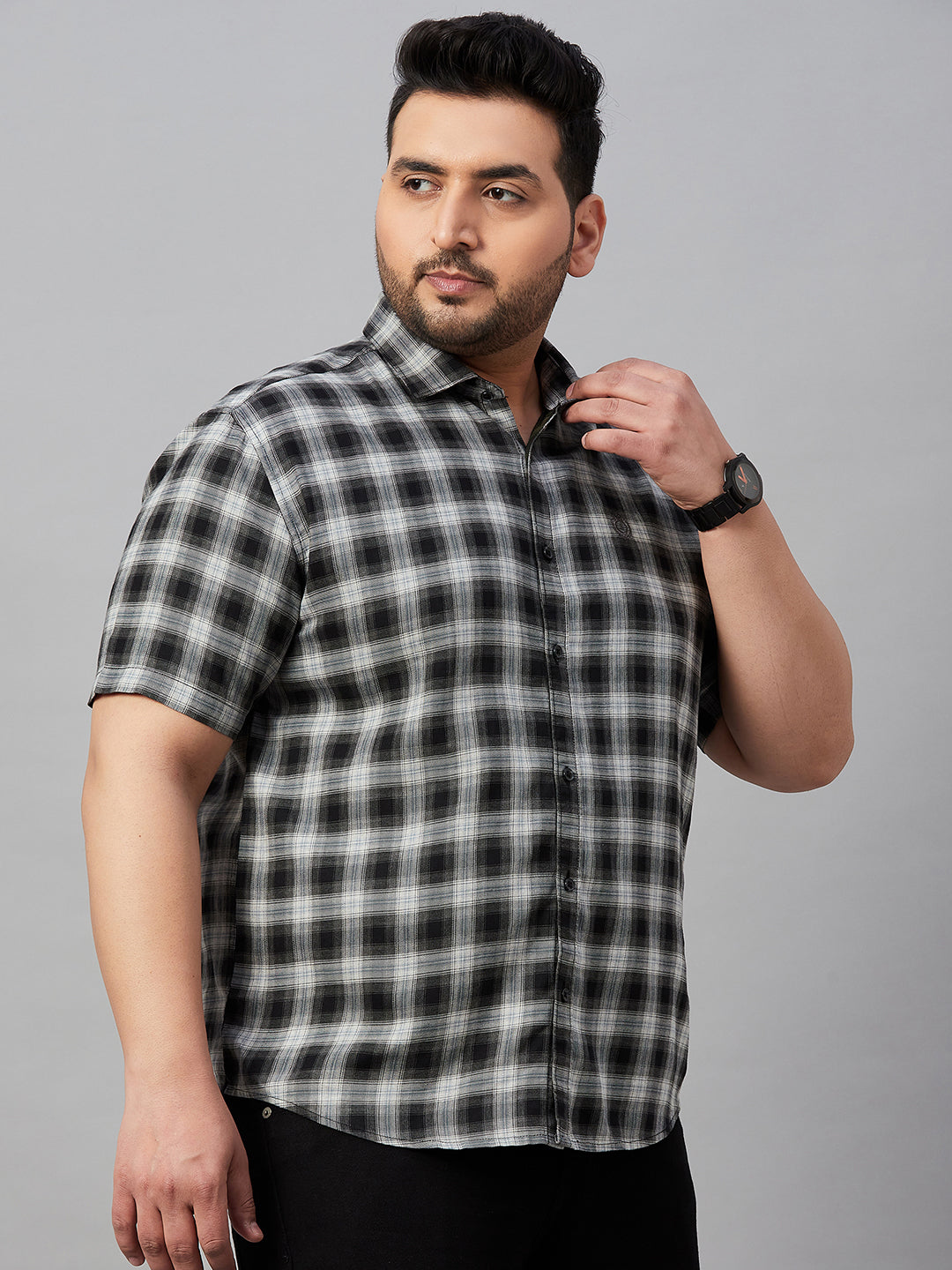 Men Checked Black Shirt