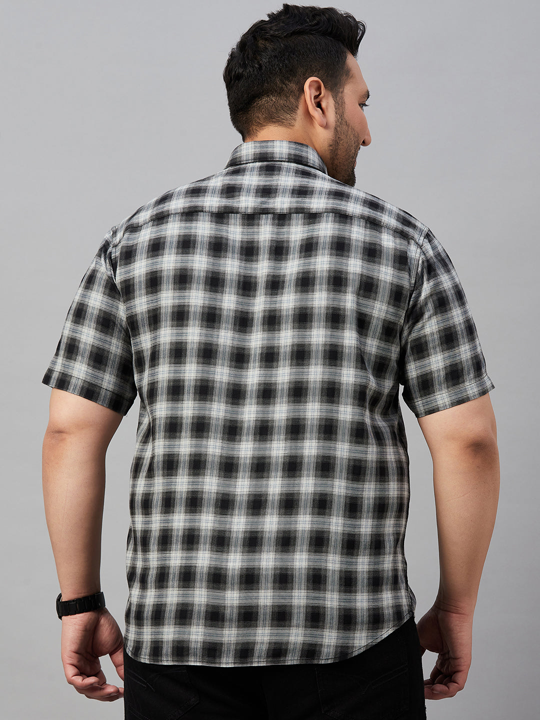 Men Checked Black Shirt