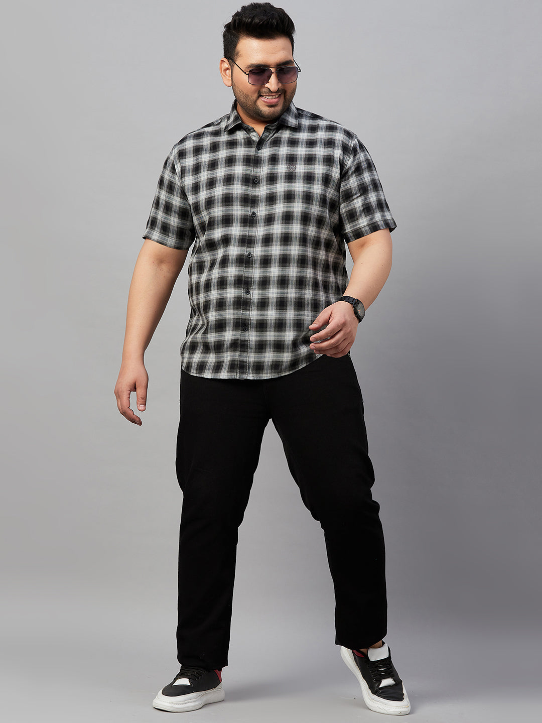 Men Checked Black Shirt