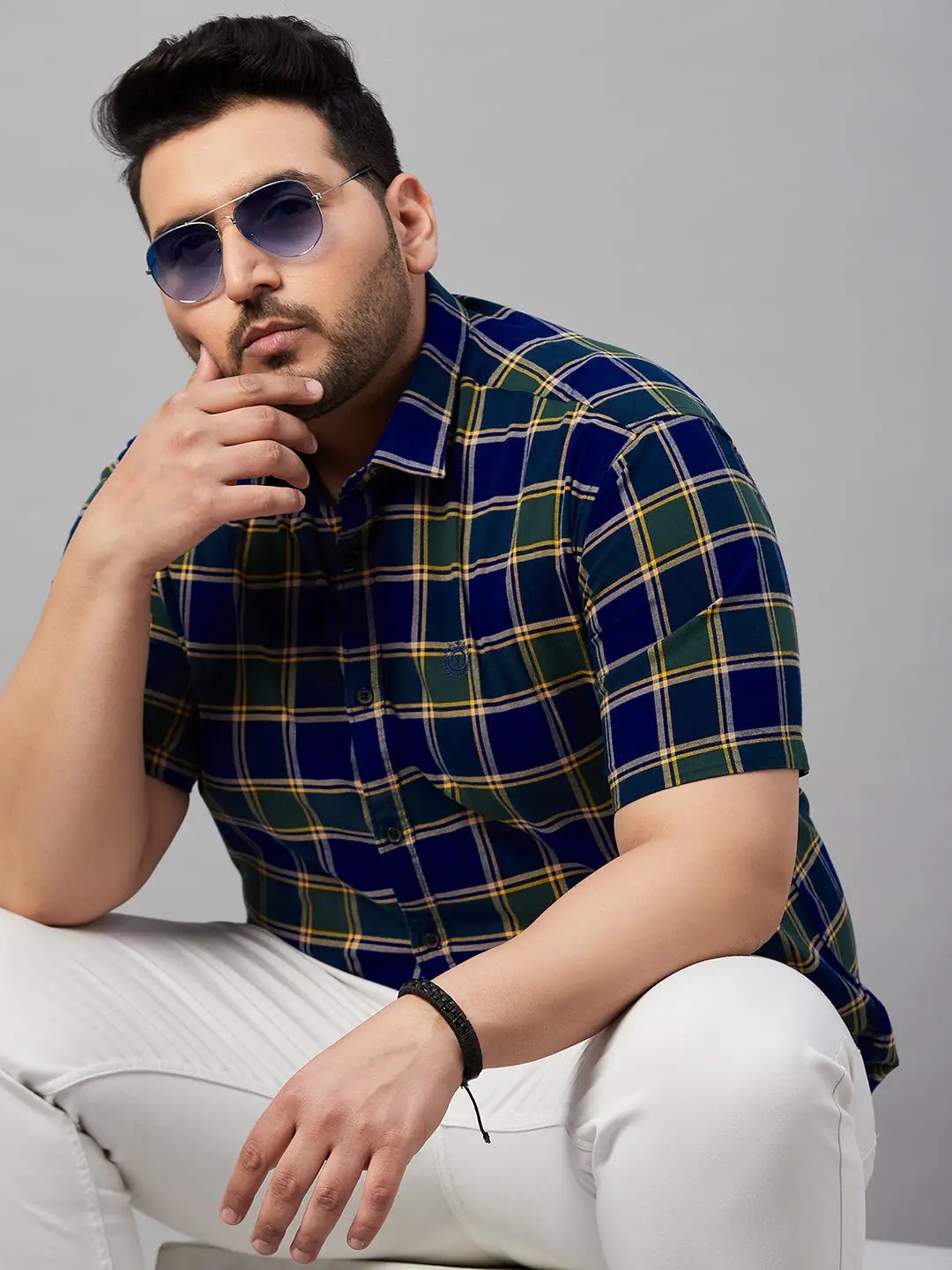 Men's Checked Blue Shirt