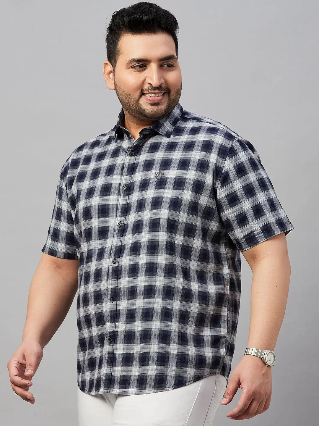 Men's Checked Navy Blue Shirt