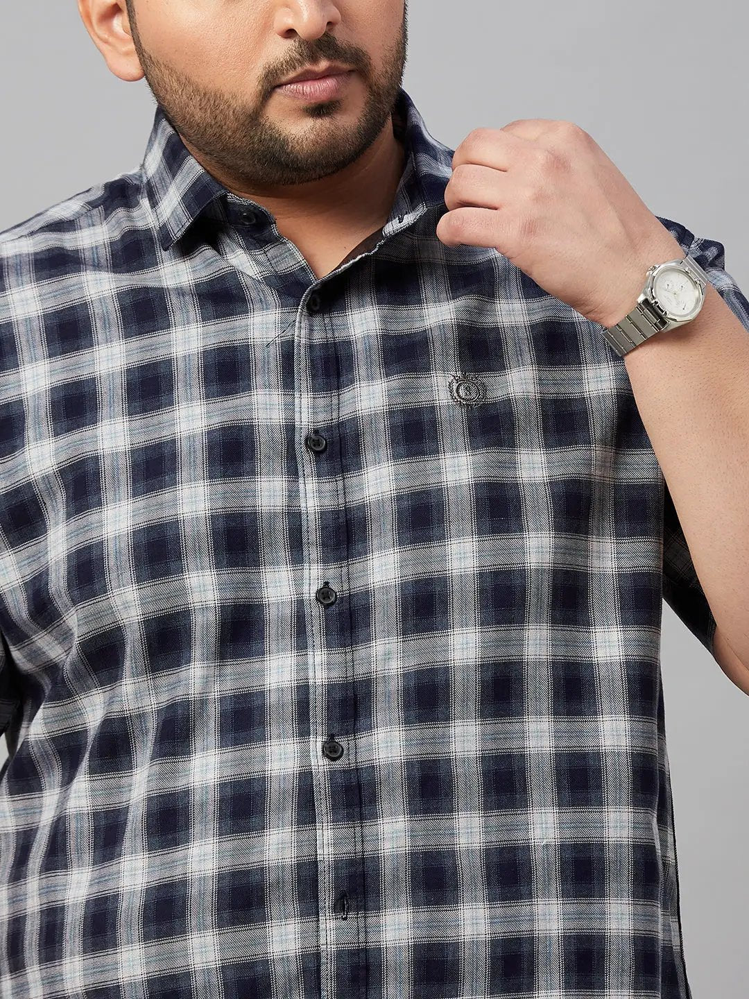 Men's Checked Navy Blue Shirt