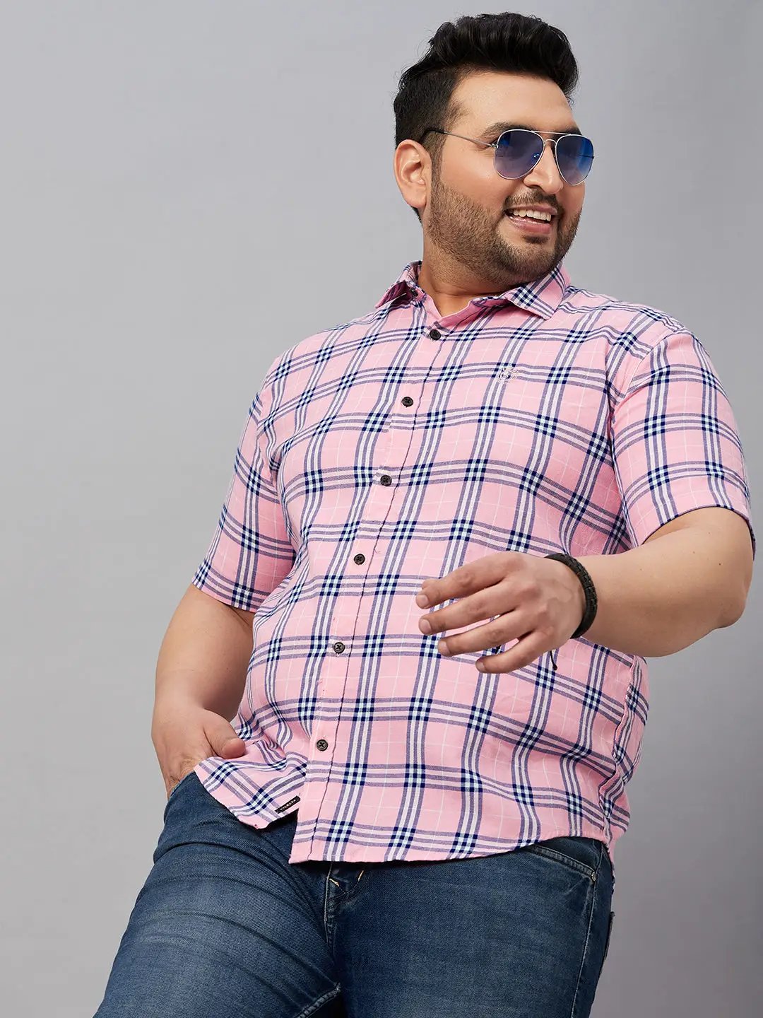 Men's Checked Pink Shirt