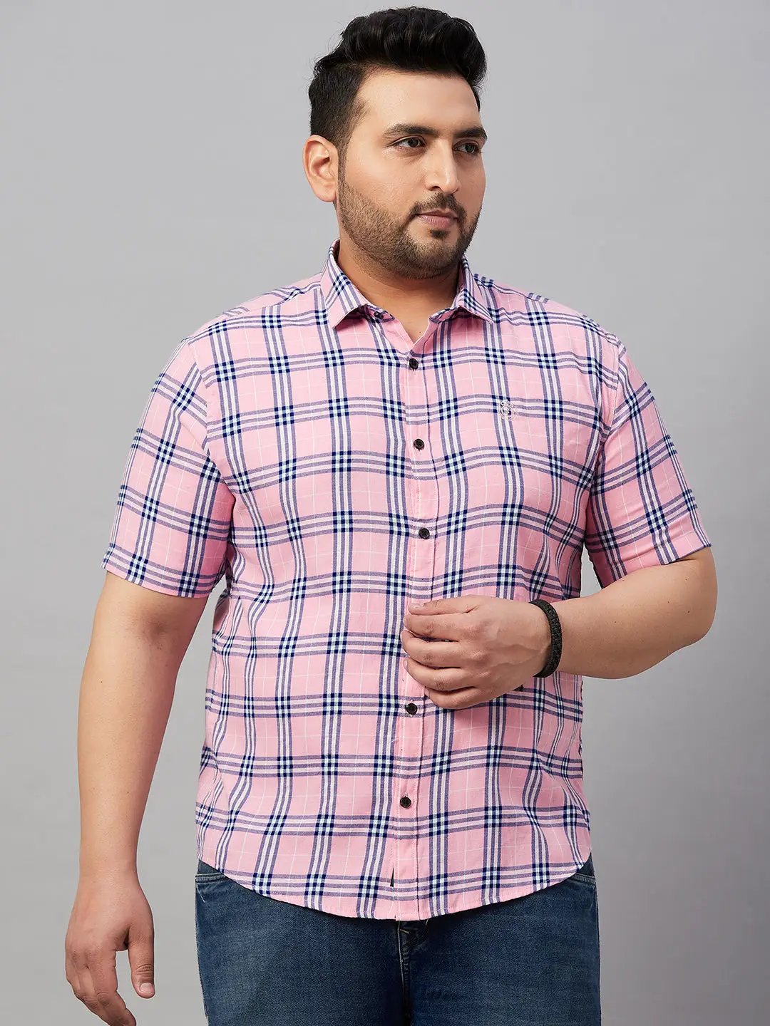 Men's Checked Pink Shirt