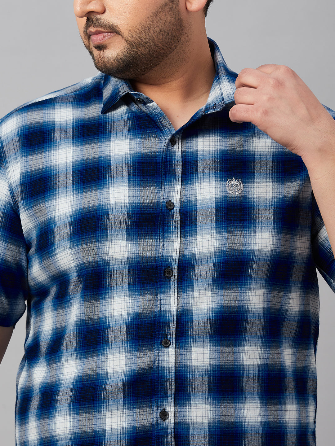 Men Checked Blue Shirt