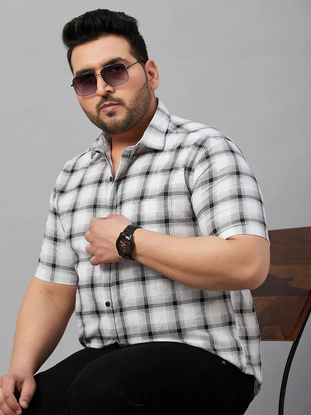 Men's Checked White Comfort Shirt