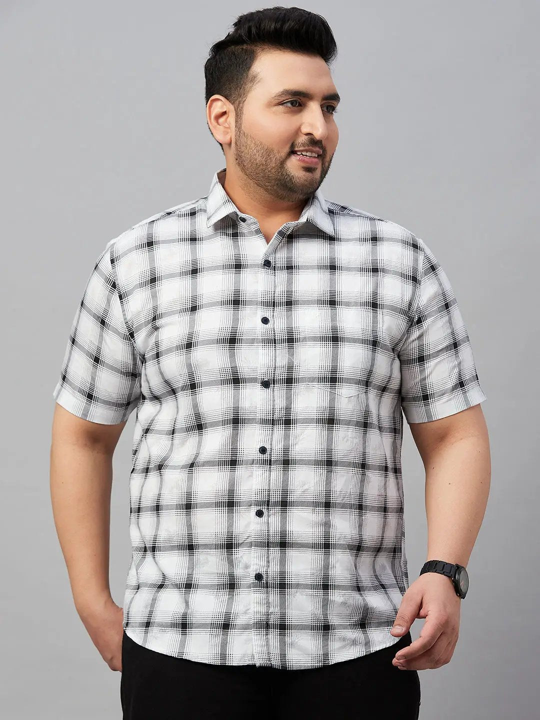 Men's Checked White Comfort Shirt