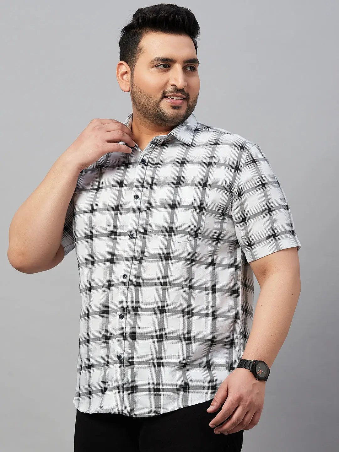 Men's Checked White Comfort Shirt