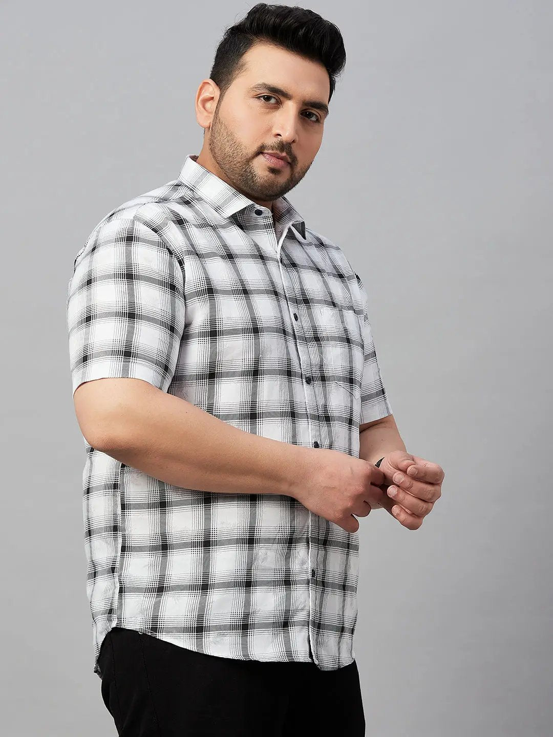 Men's Checked White Comfort Shirt