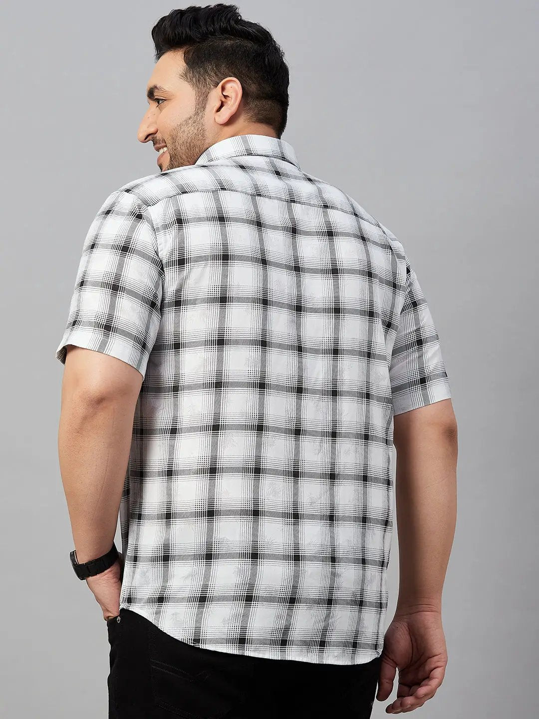 Men's Checked White Comfort Shirt