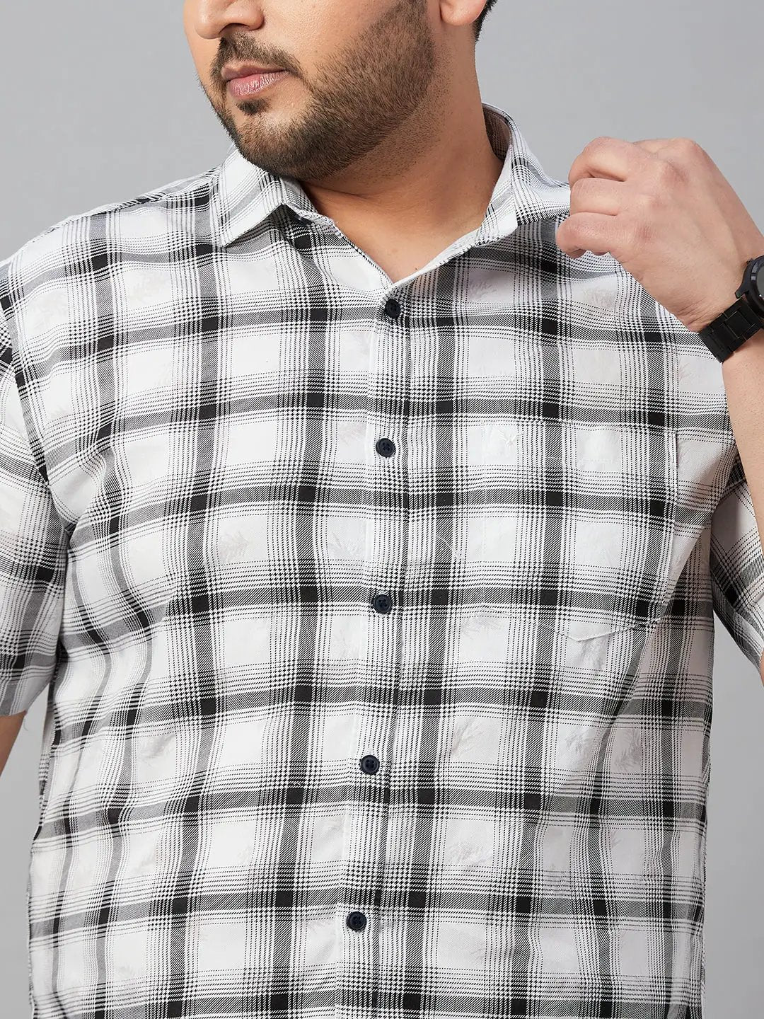 Men's Checked White Comfort Shirt