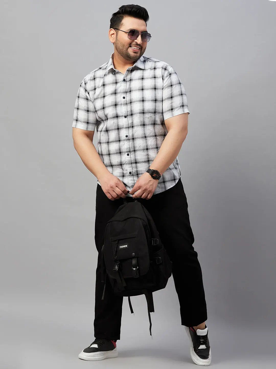 Men's Checked White Comfort Shirt