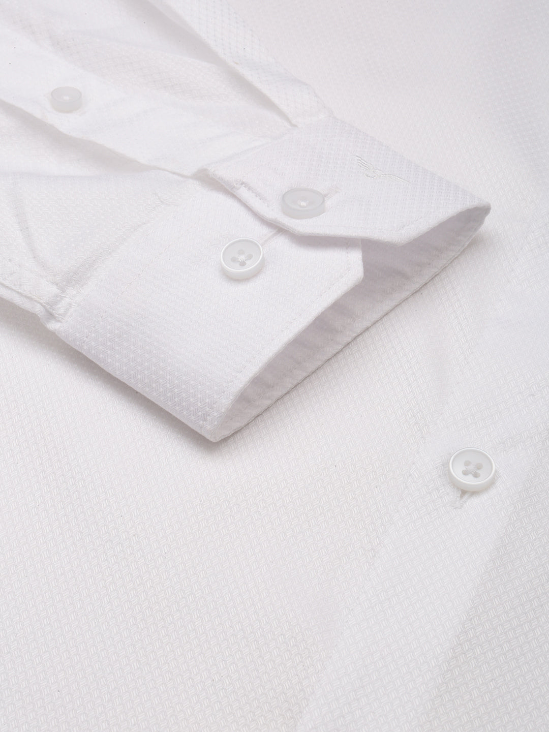 Men Spread Collar Self Design White Shirt