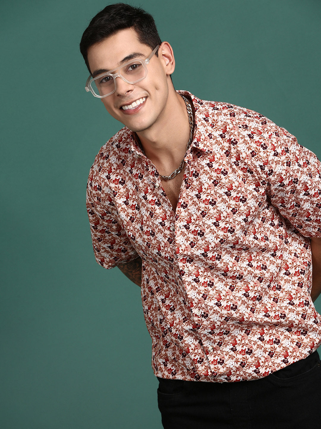 Men Floral Multi Slim Fit Shirt