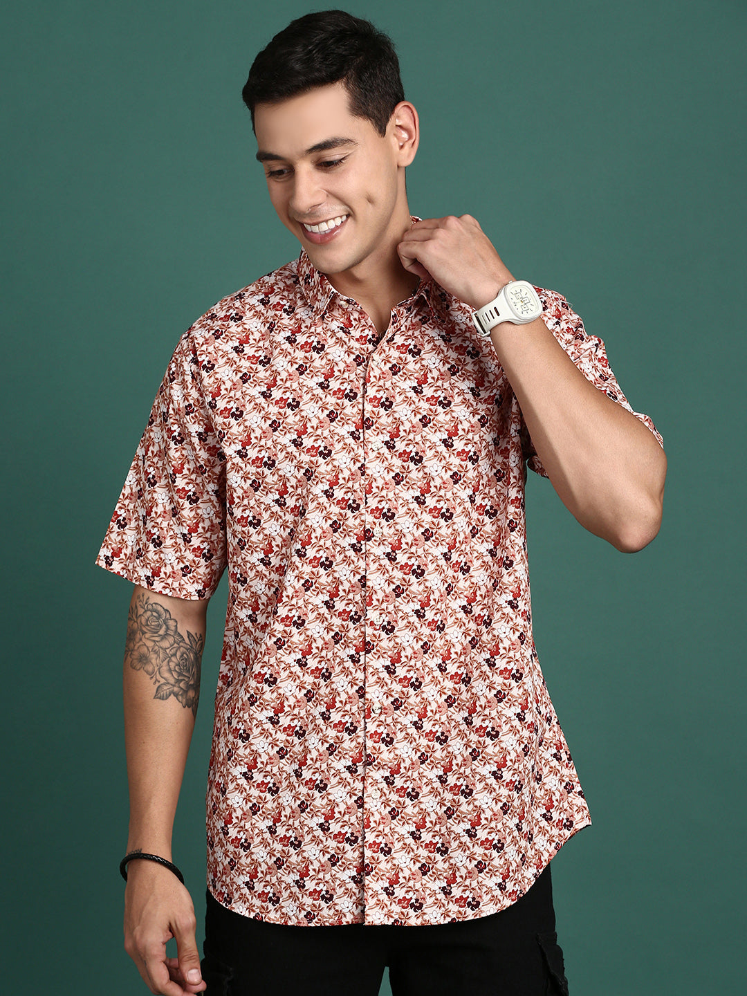 Men Floral Multi Slim Fit Shirt