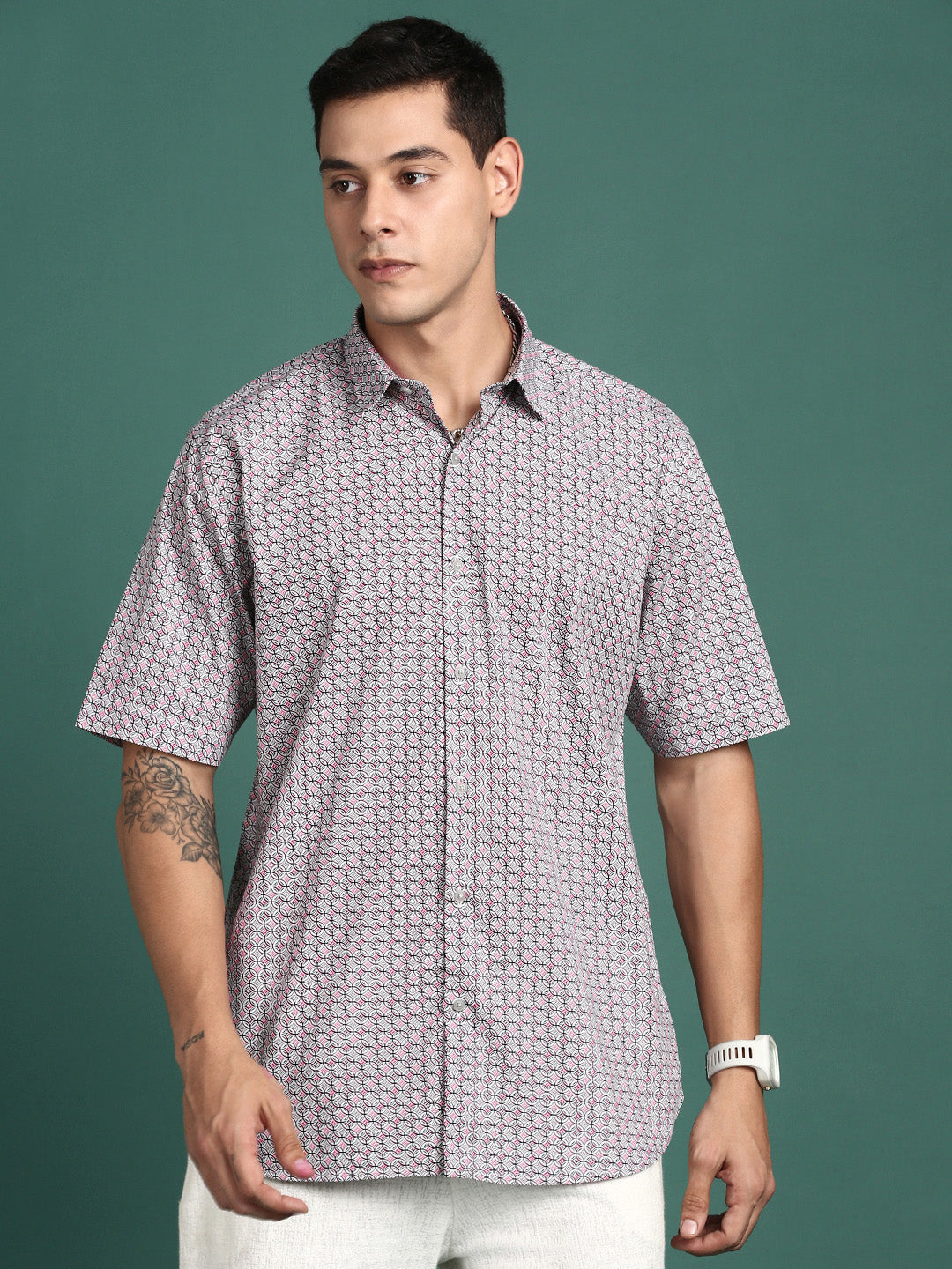 Men Geometric Multi Slim Fit Shirt