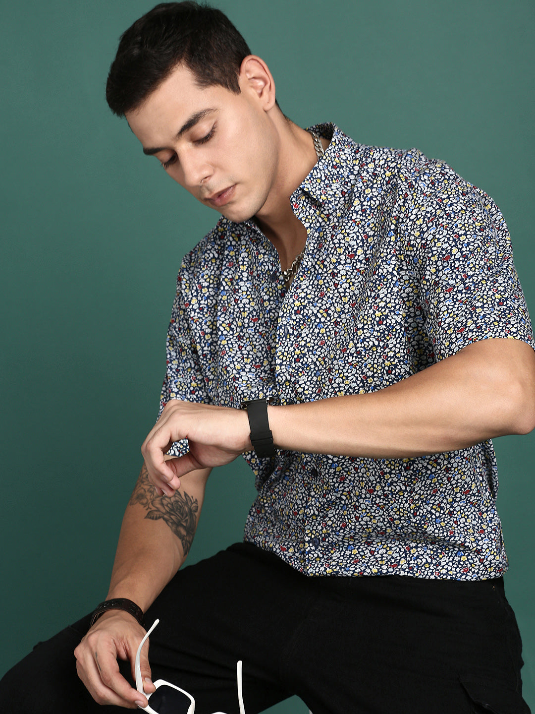 Men Floral Multi Slim Fit Shirt