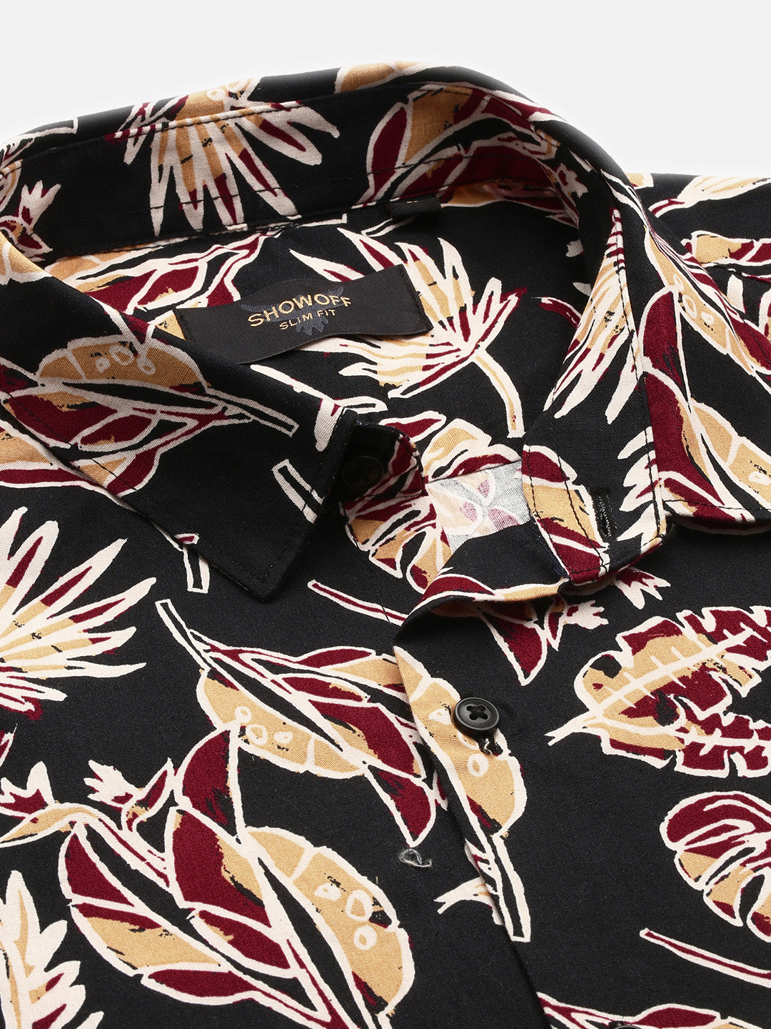 Men Floral Black Slim Fit Shirt