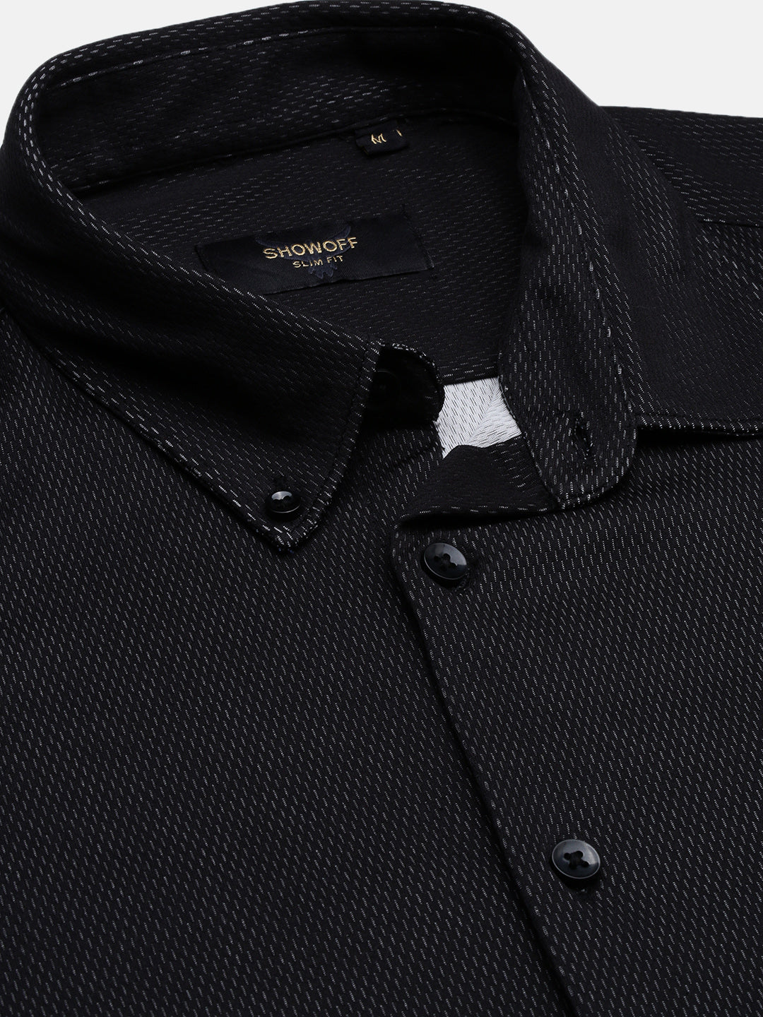 Men Black Solid Slim Fit Shirt