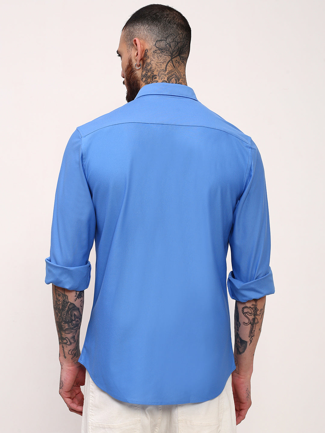 Men Blue Solid Slim Fit Shirt