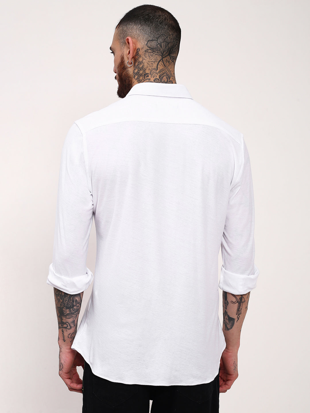 Men White Solid Slim Fit Shirt