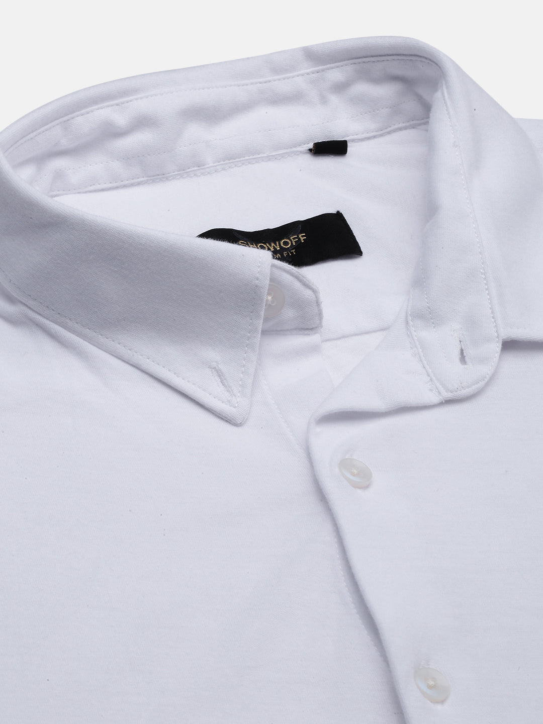 Men White Solid Slim Fit Shirt