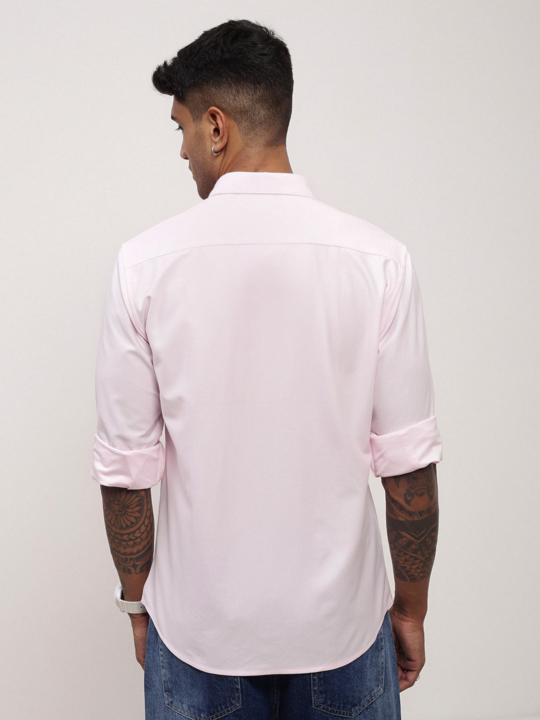 Men Pink Solid Slim Fit Shirt