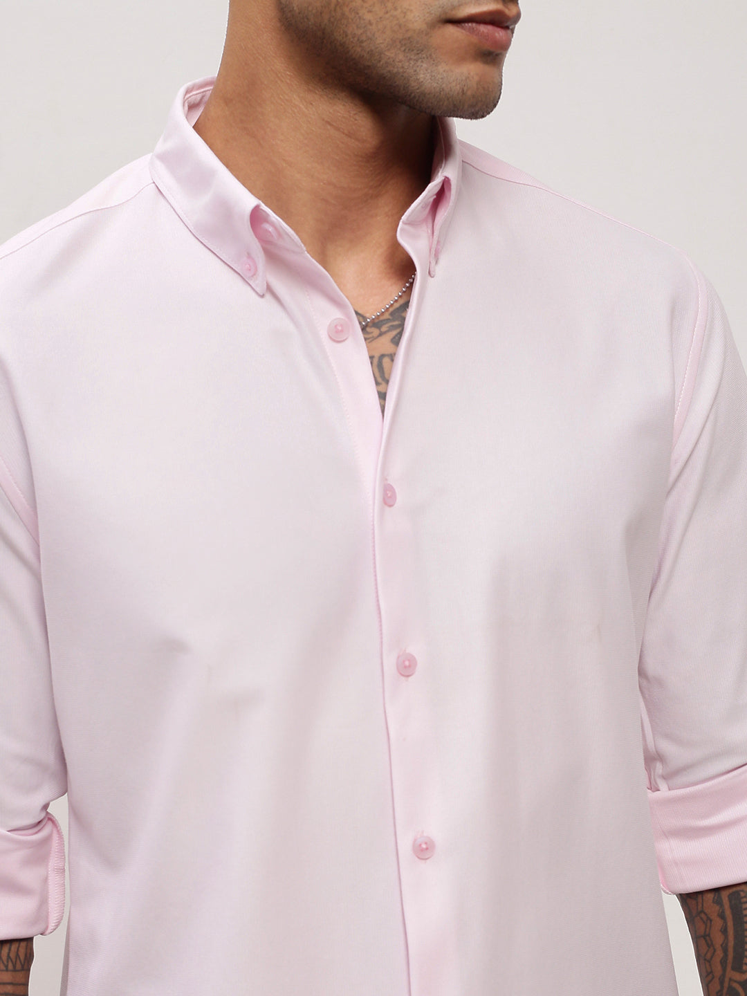 Men Pink Solid Slim Fit Shirt