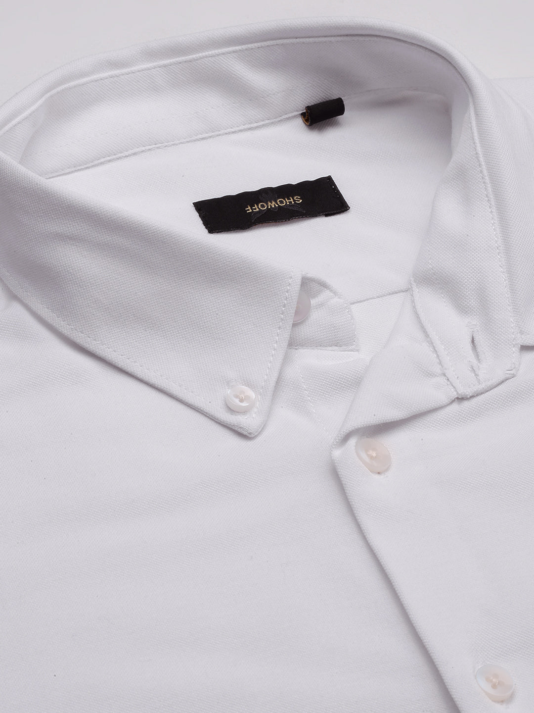 Men White Solid Slim Fit Shirt