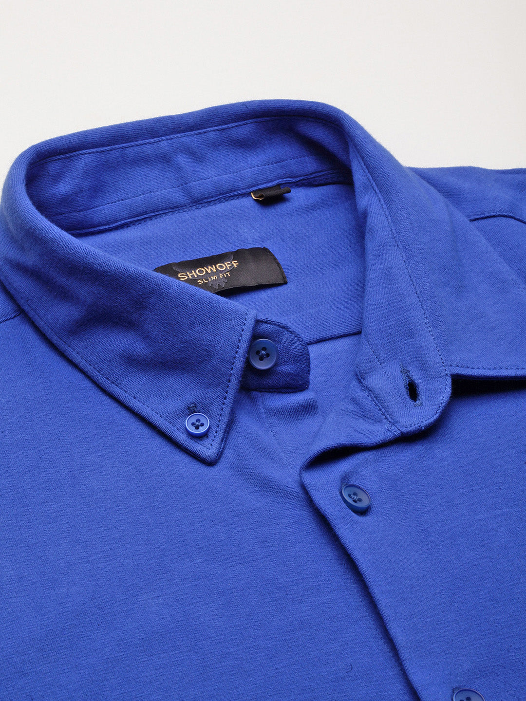 Men Blue Solid Slim Fit Shirt