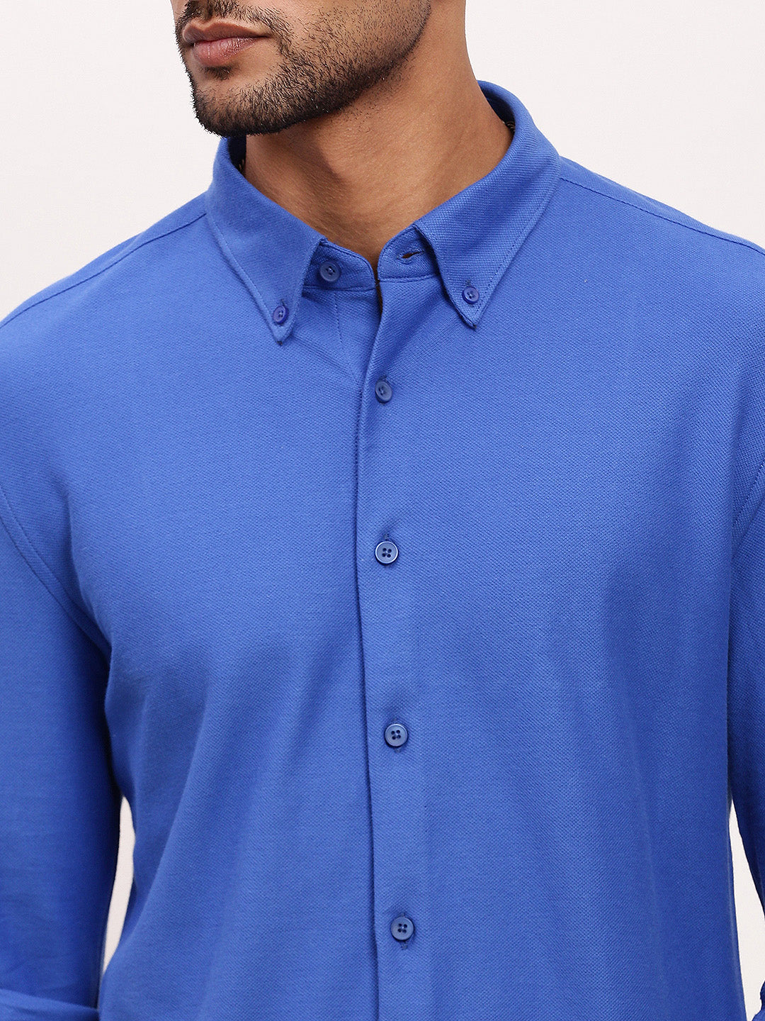 Men Blue Solid Slim Fit Shirt